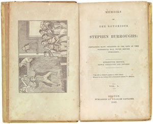 Memoirs of the Notorious Stephen Burroughs. Boston: Charles Gaylord, 1840.